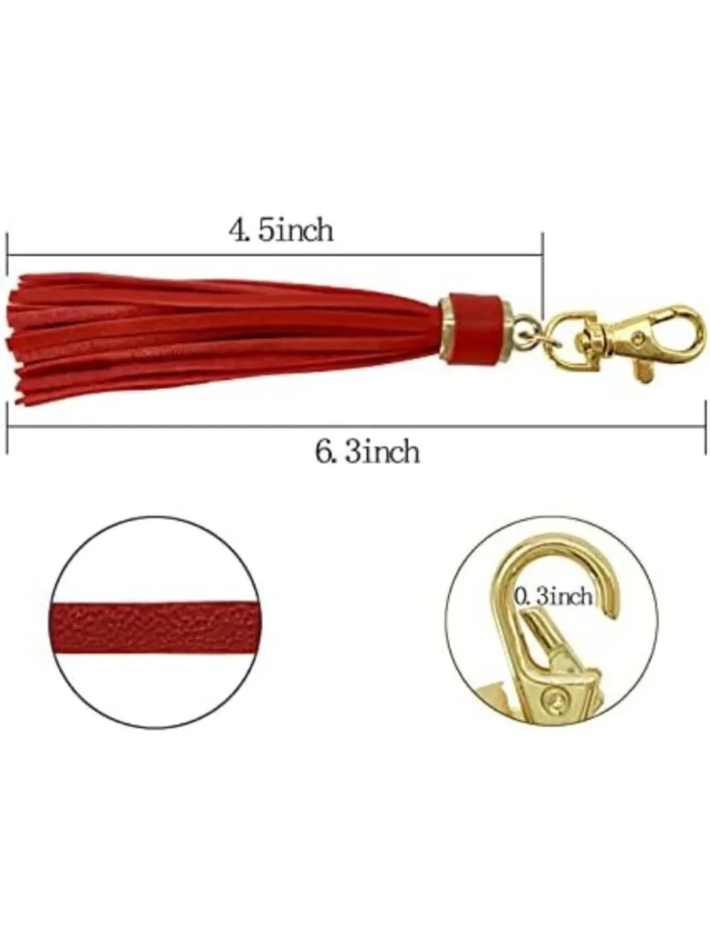 15pcs 5.9'' PU Leather Tassel Keychains with Gold Caps for Handbag, Phone, DIY